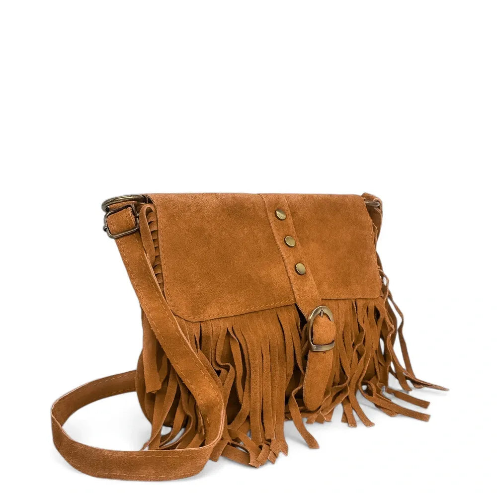 Sac à main en croûte de cuir PARAISO Camel foncé