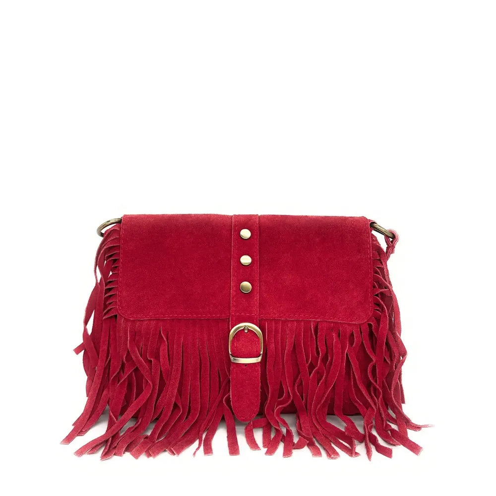 Sac à main en croûte de cuir PARAISO Rouge intense