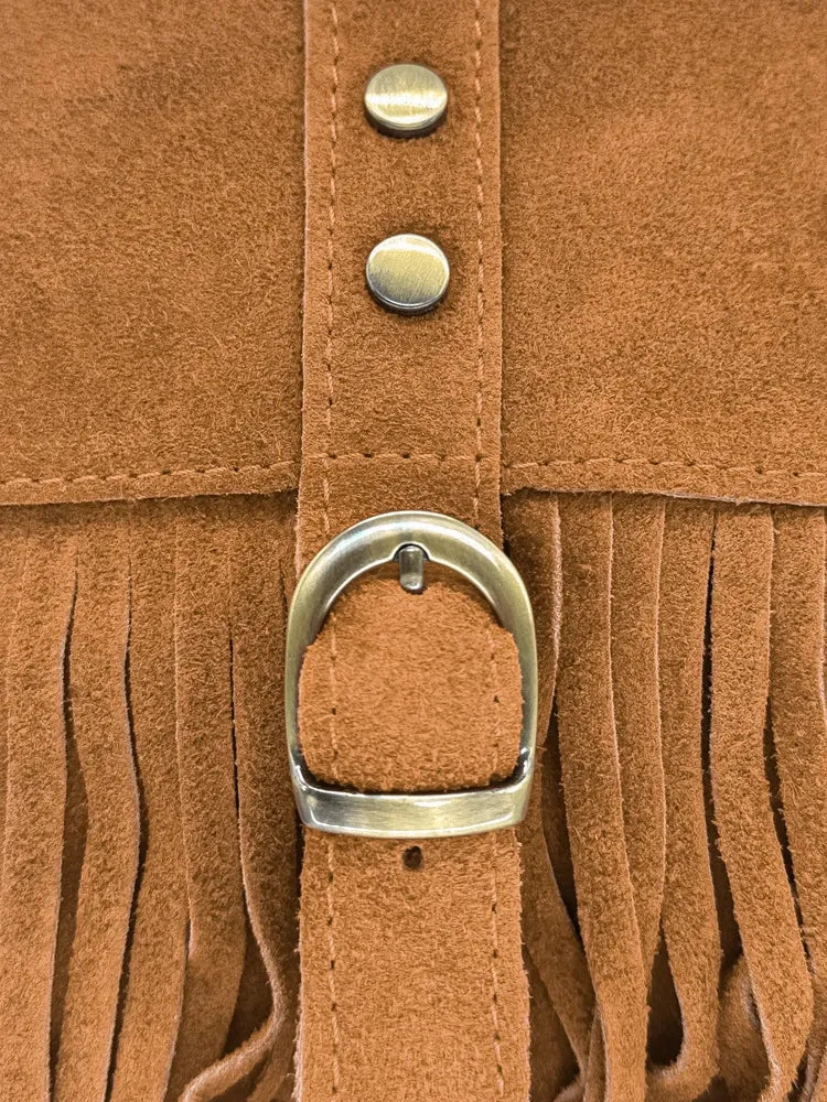 Sac à main en croûte de cuir PARAISO Camel foncé