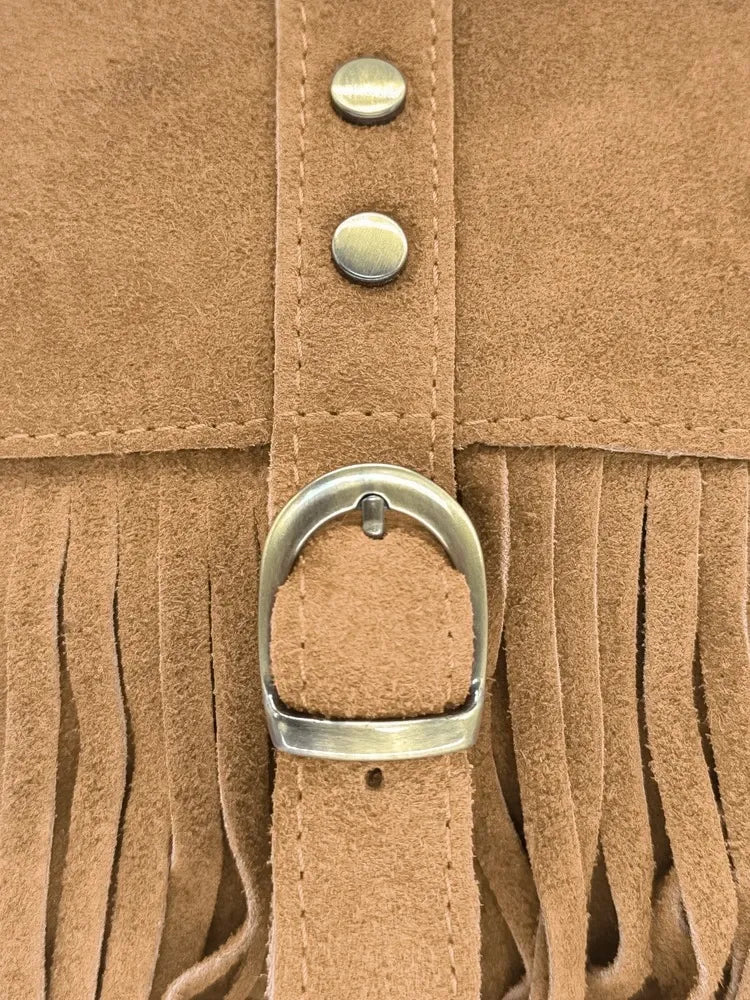 Sac à main en croûte de cuir PARAISO Camel clair
