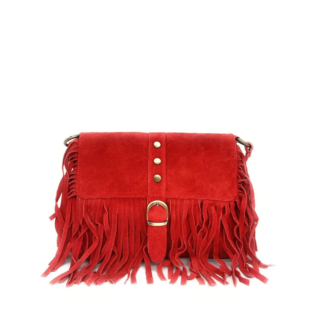 Sac à main en croûte de cuir PARAISO Rouge garance