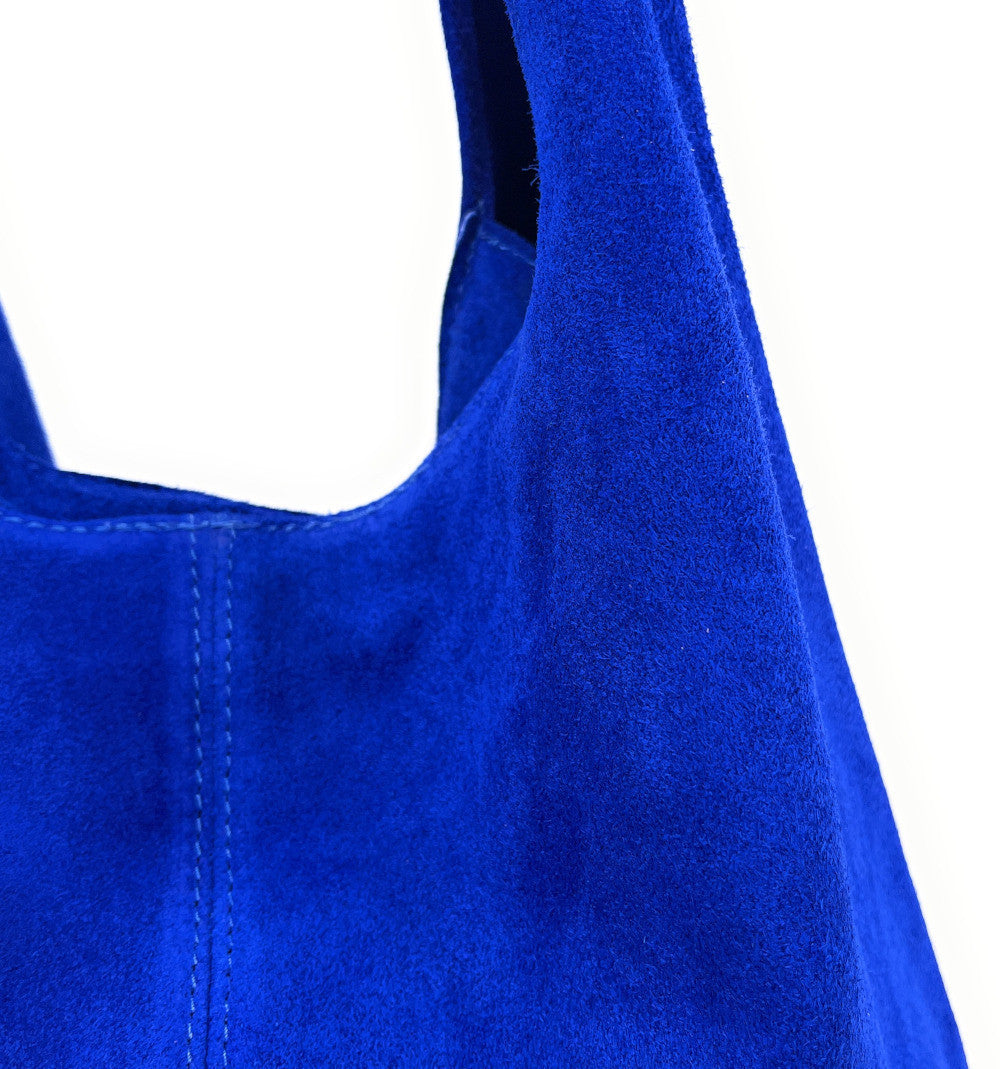Sac à main de forme HOBO en croûte de cuir EVA Bleu roi