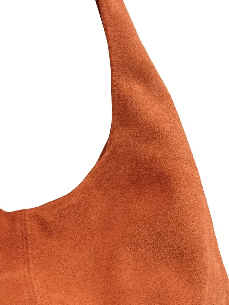 Sac à main de forme HOBO en croûte de cuir EVA Mandarine