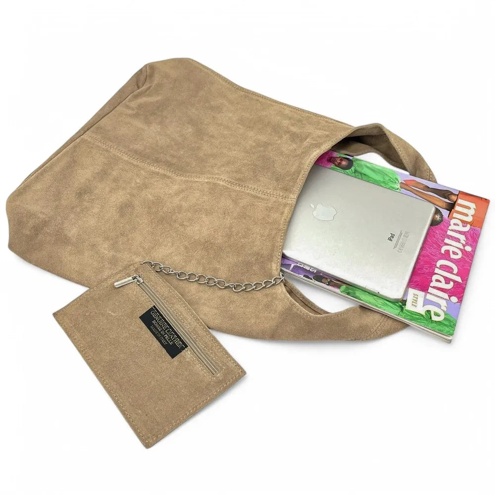 Sac à main de forme HOBO en croûte de cuir EVA Taupe
