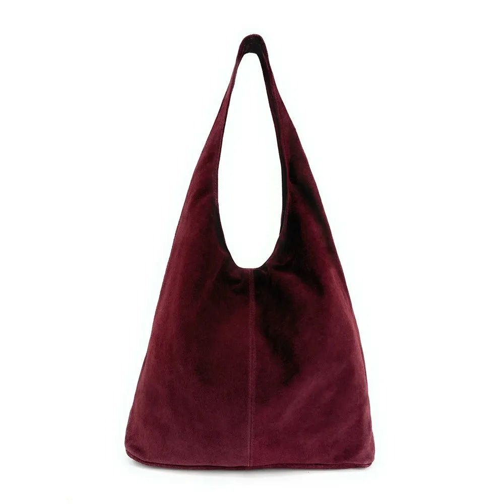 Sac à main de forme HOBO en croûte de cuir EVA Bordeaux