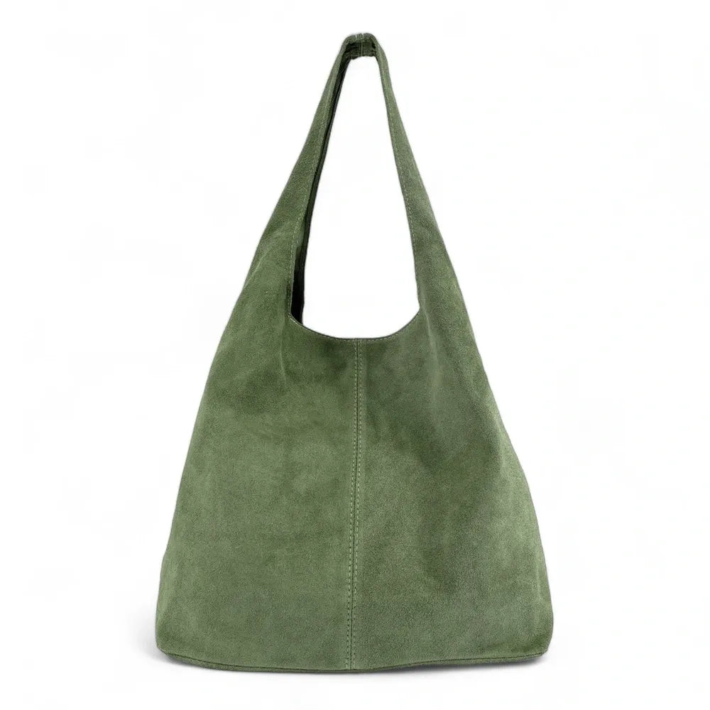 Sac à main de forme HOBO en croûte de cuir EVA Vert sauge