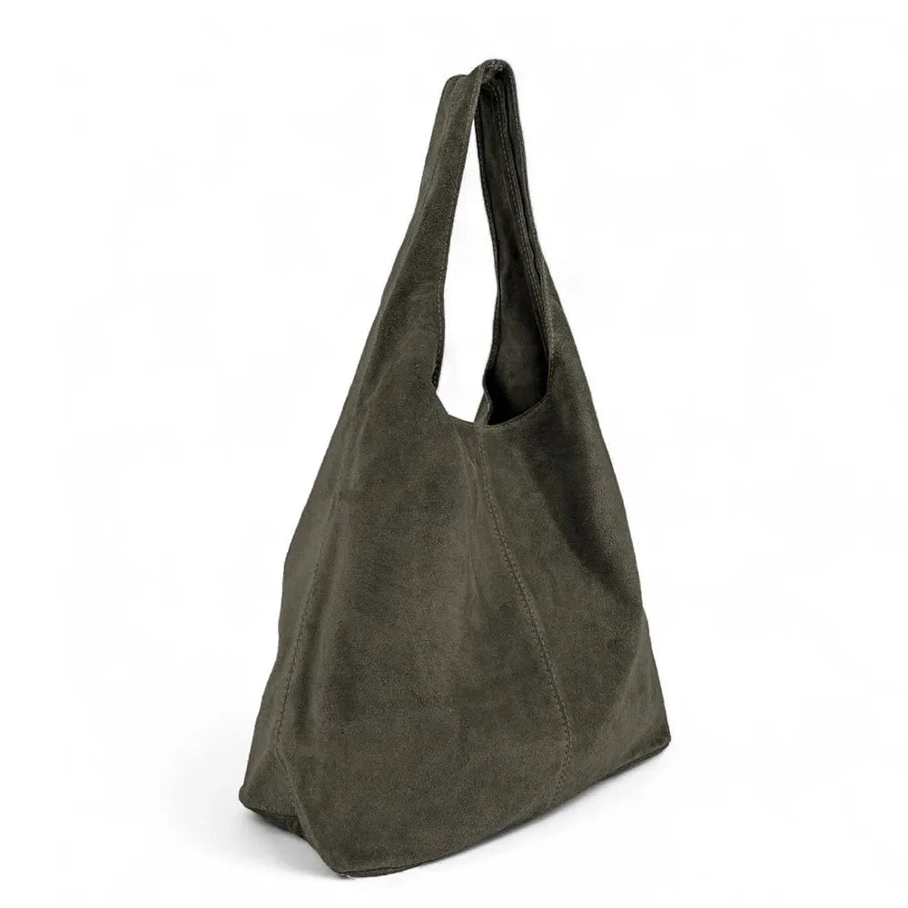 Sac à main de forme HOBO en croûte de cuir EVA Kaki