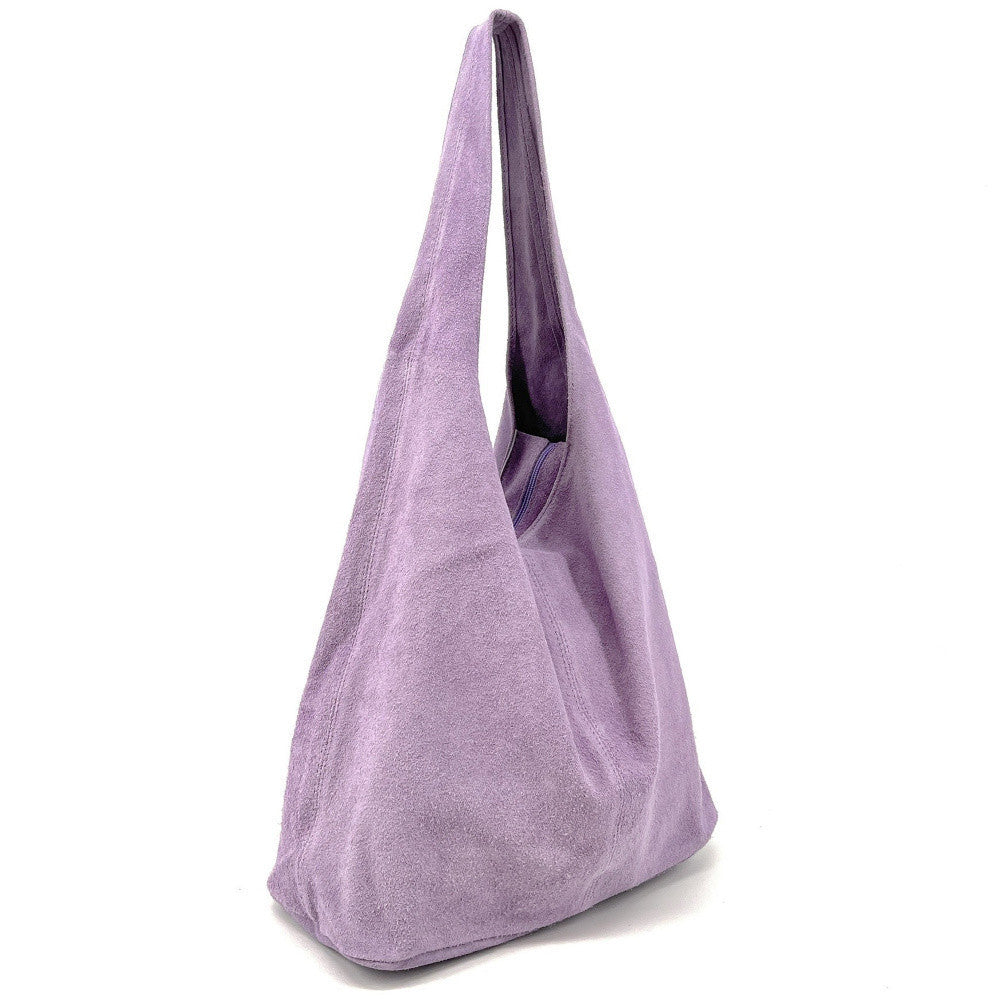 Sac à main de forme HOBO en croûte de cuir EVA Lilas