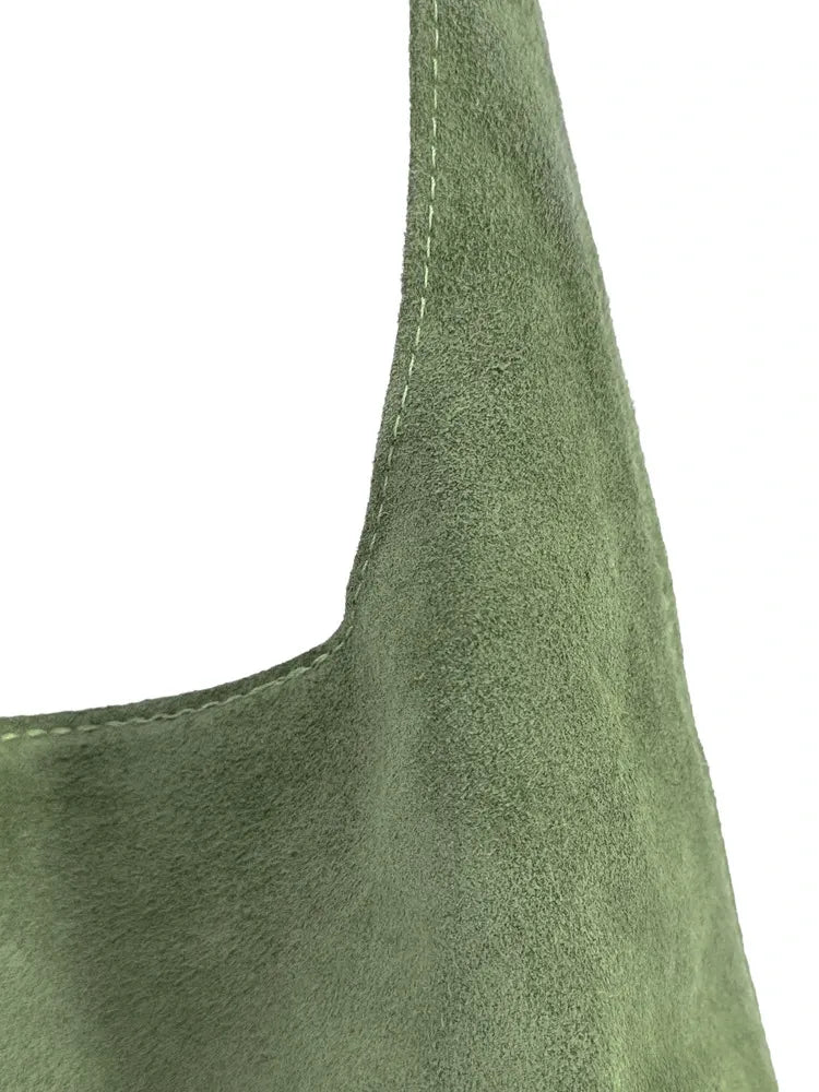Sac à main de forme HOBO en croûte de cuir EVA Vert sauge