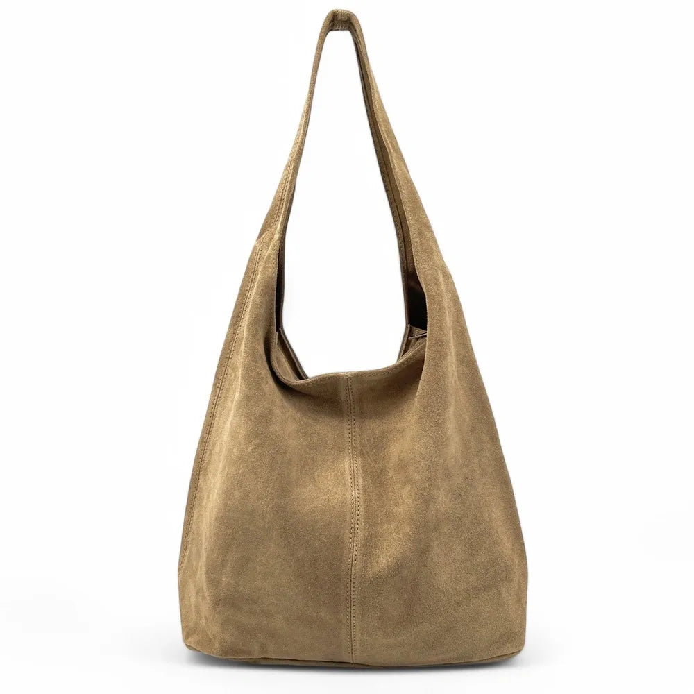 Sac à main de forme HOBO en croûte de cuir EVA Taupe
