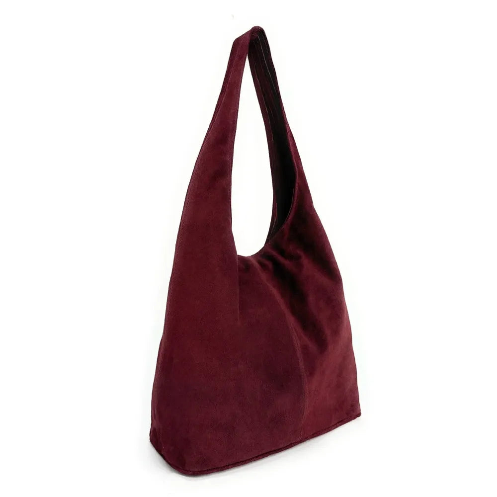 Sac à main de forme HOBO en croûte de cuir EVA Bordeaux