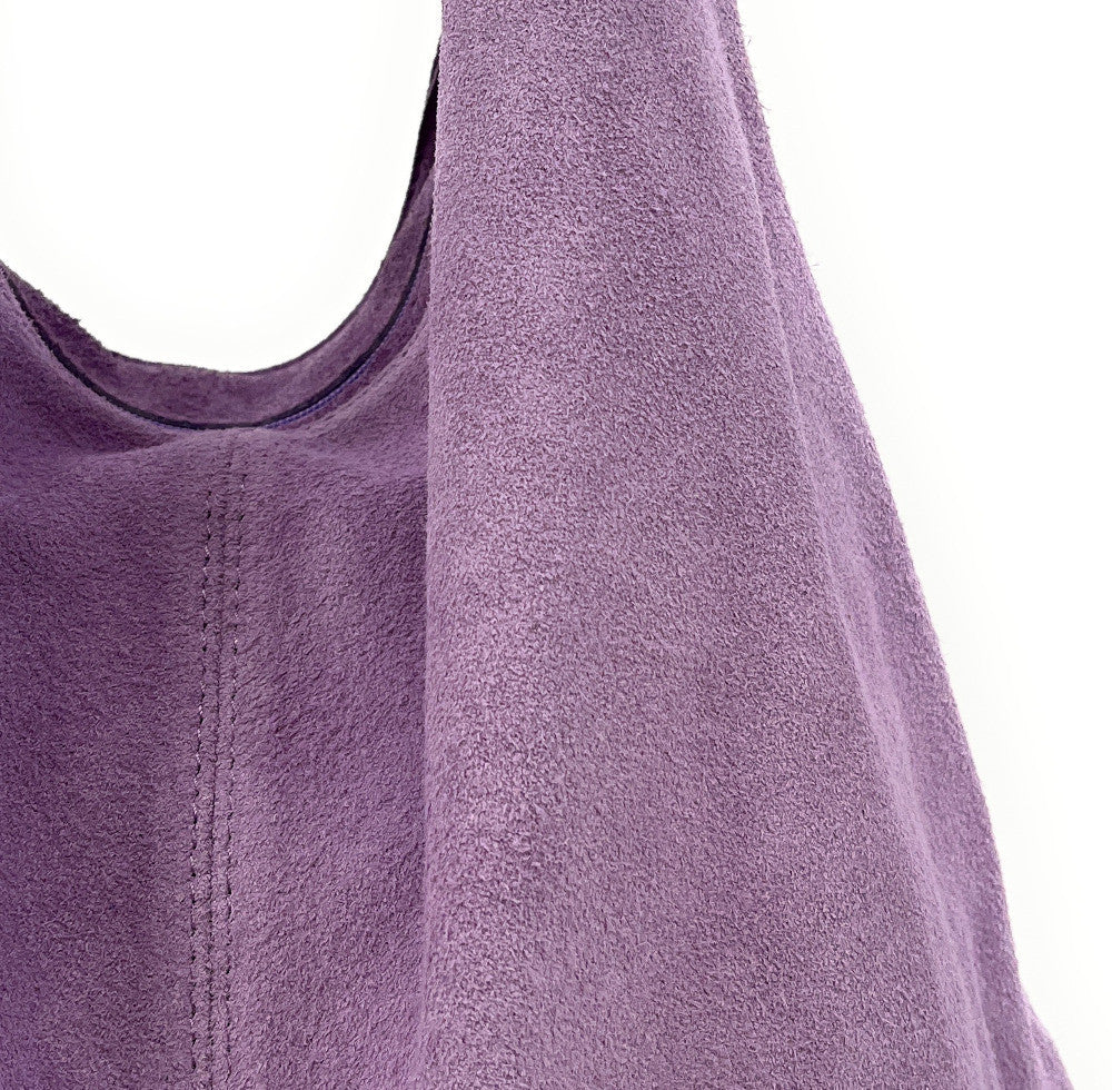 Sac à main de forme HOBO en croûte de cuir EVA Lilas