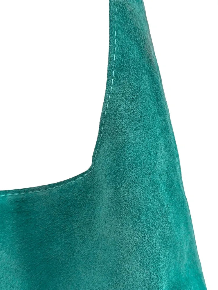 Sac à main de forme HOBO en croûte de cuir EVA Bleu des mers du sud