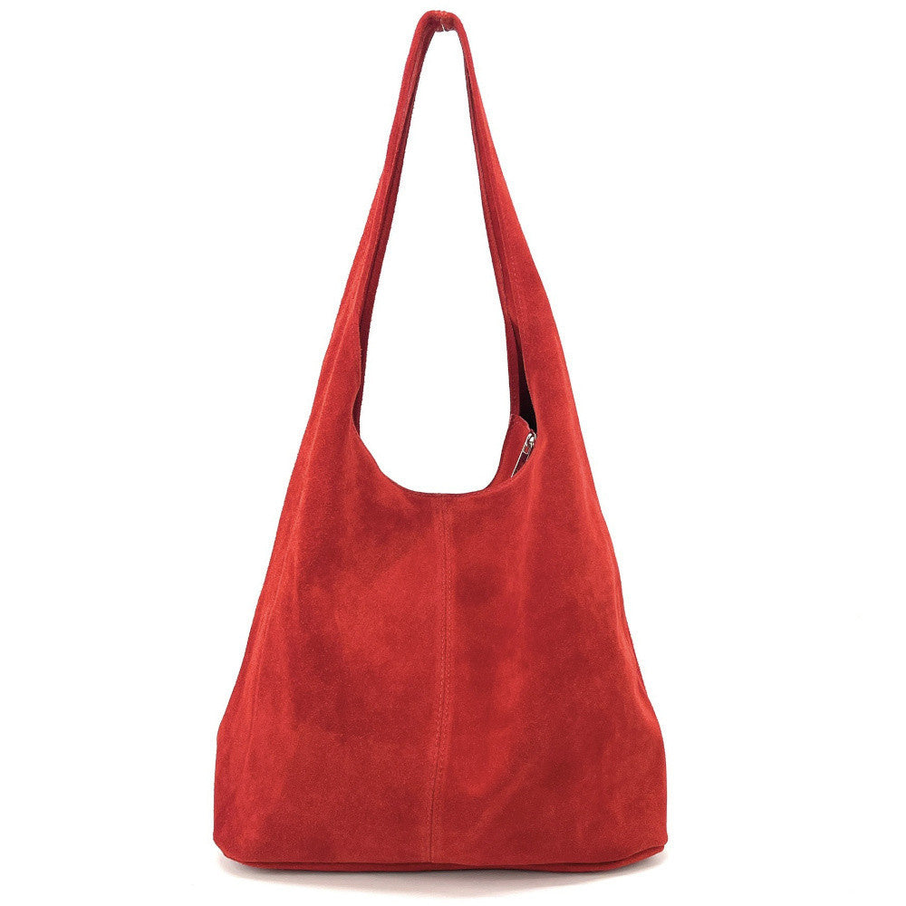 Sac à main de forme HOBO en croûte de cuir EVA Rouge garance