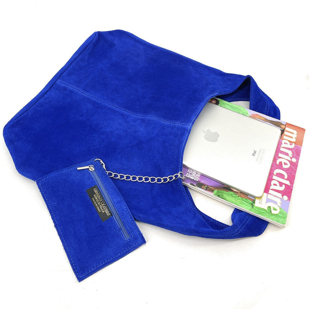 Sac à main de forme HOBO en croûte de cuir EVA Bleu roi