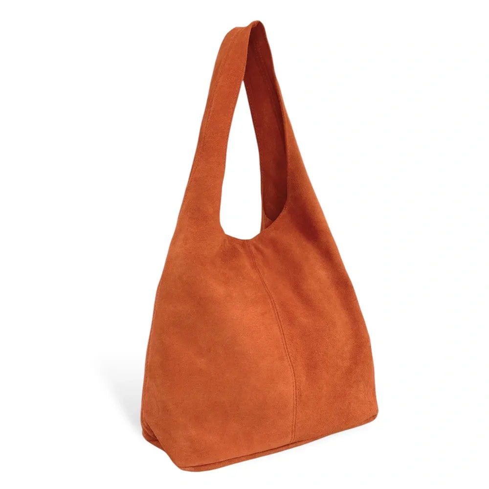 Sac à main de forme HOBO en croûte de cuir EVA Mandarine