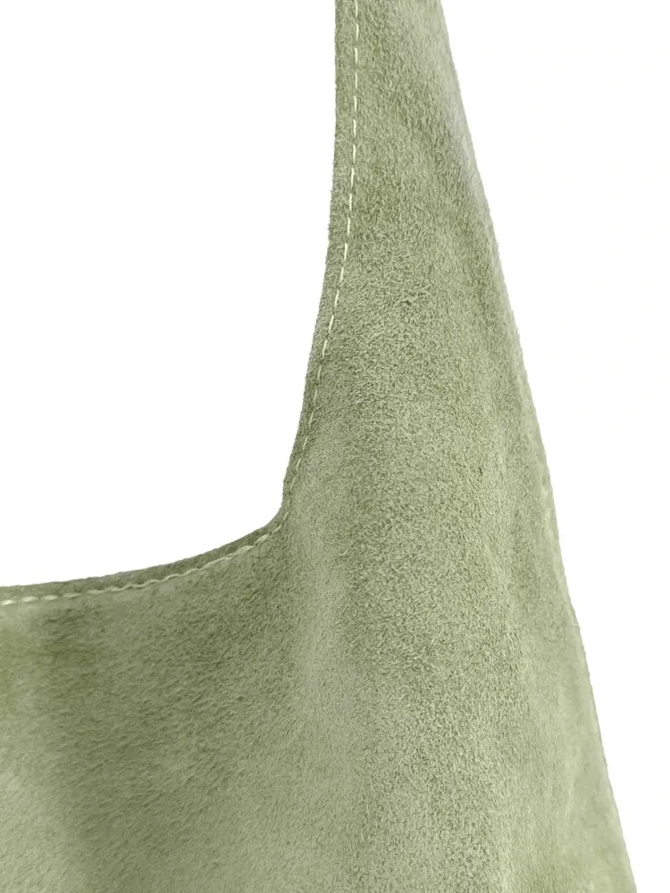 Sac à main de forme HOBO en croûte de cuir EVA Vert amande
