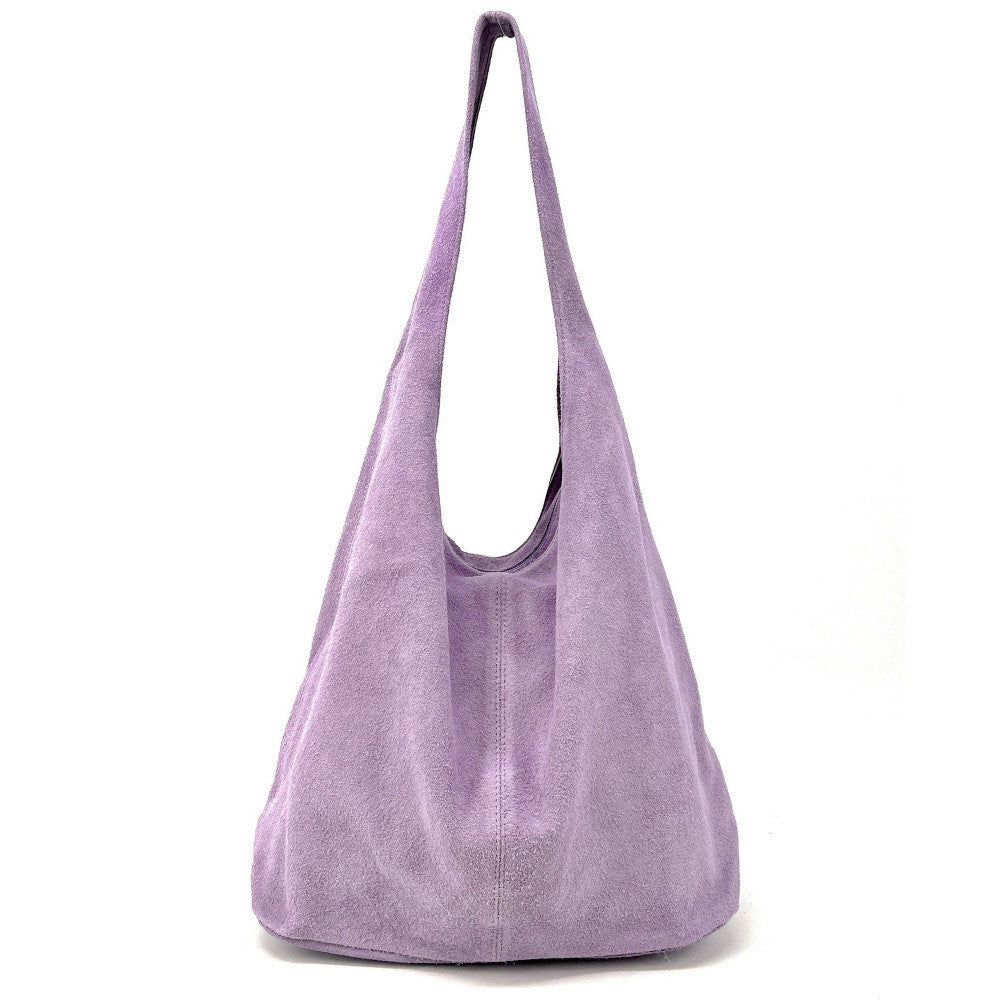 Sac à main de forme HOBO en croûte de cuir EVA Lilas