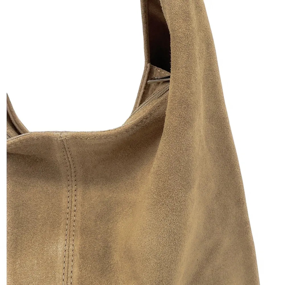 Sac à main de forme HOBO en croûte de cuir EVA Taupe