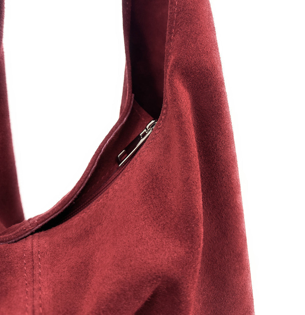 Sac à main de forme HOBO en croûte de cuir EVA Rouge foncé