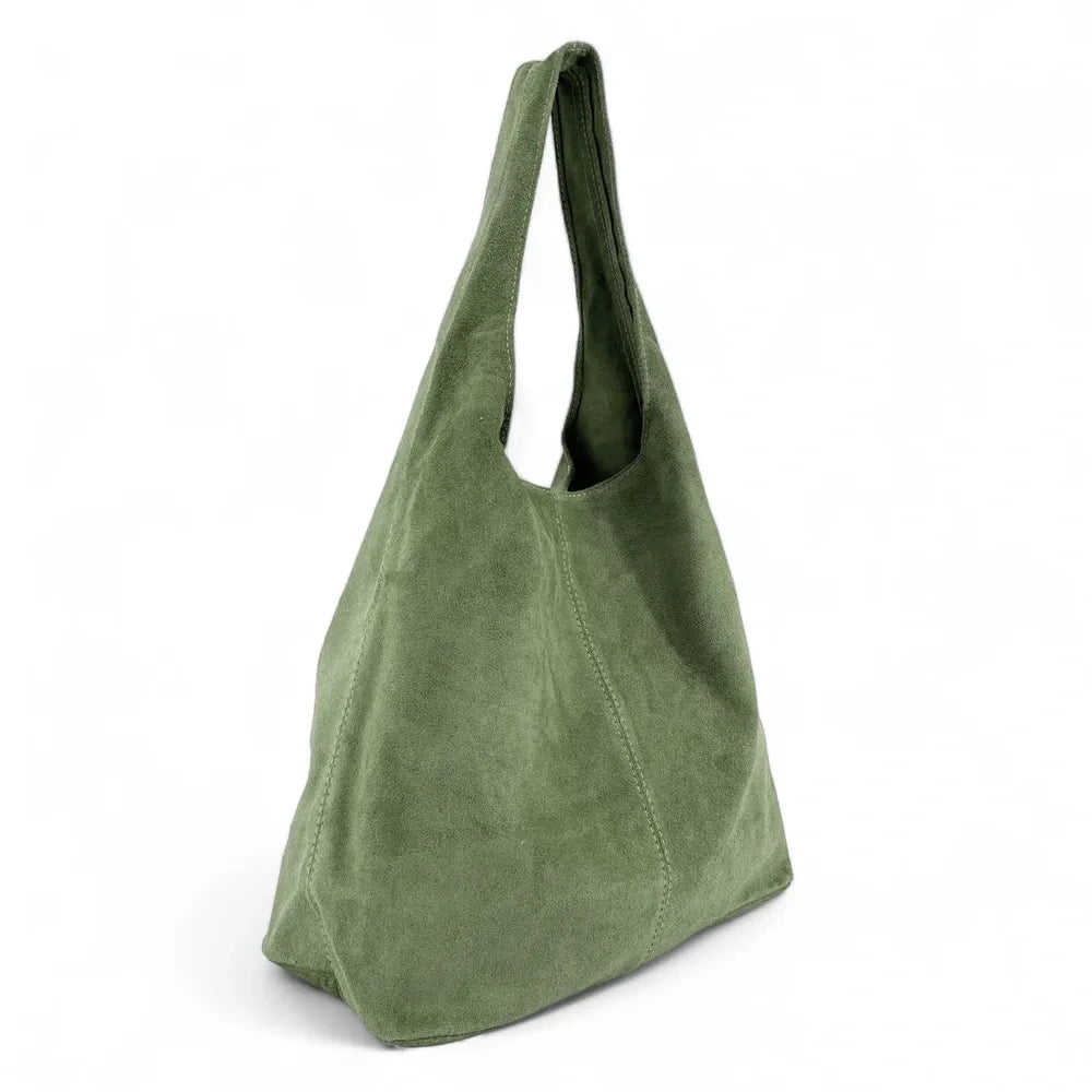 Sac à main de forme HOBO en croûte de cuir EVA Vert sauge