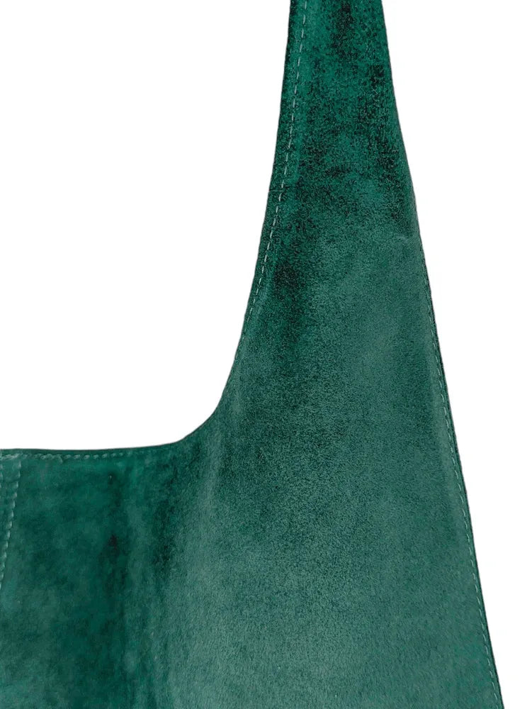 Sac à main de forme HOBO en croûte de cuir EVA vert canard
