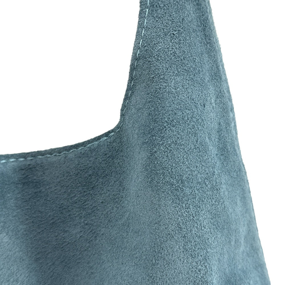 Sac à main de forme HOBO en croûte de cuir EVA Bleu denim