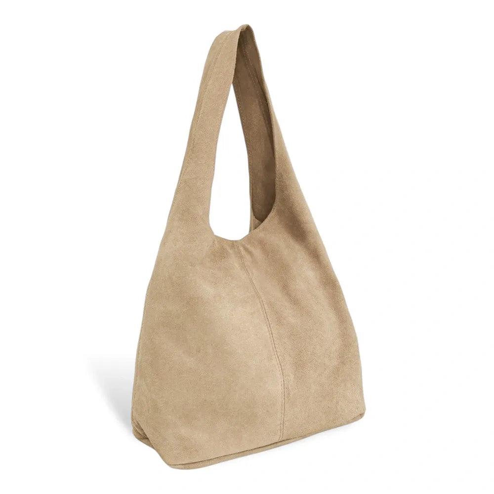 Sac à main de forme HOBO en croûte de cuir EVA Taupe clair