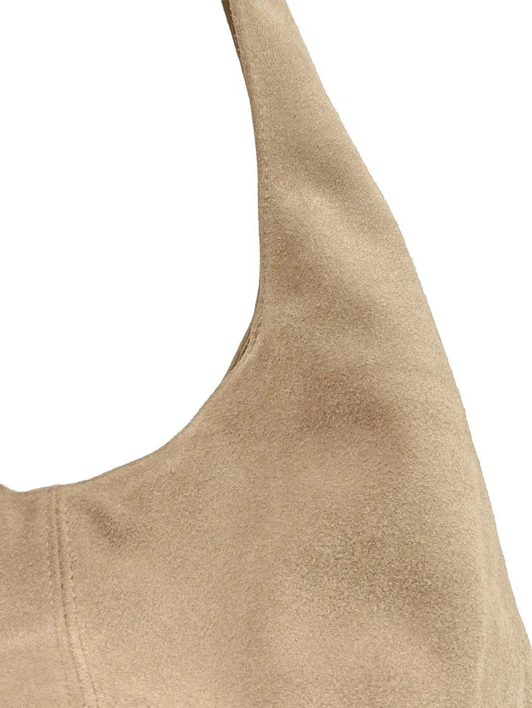 Sac à main de forme HOBO en croûte de cuir EVA Taupe clair