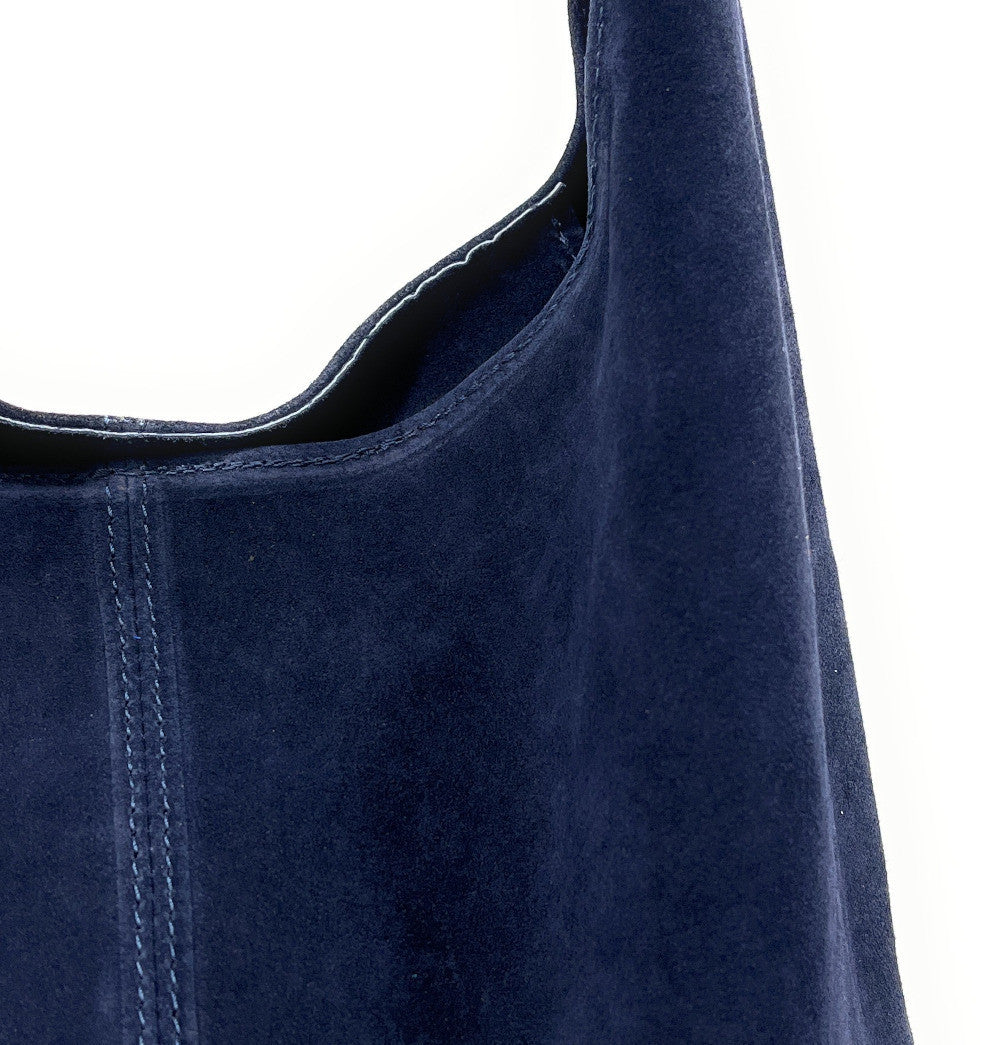 Sac à main de forme HOBO en croûte de cuir EVA Bleu marine