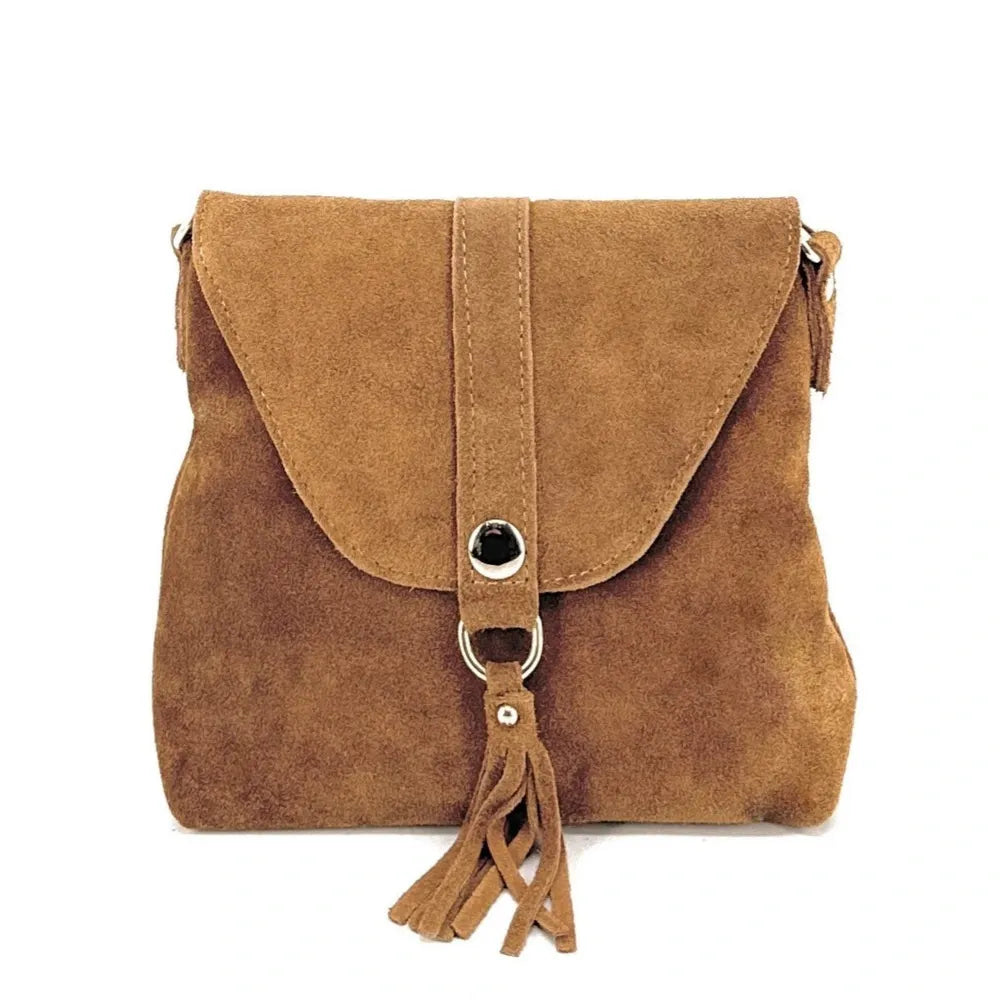 Sac besace en croûte de cuir KIONA Camel