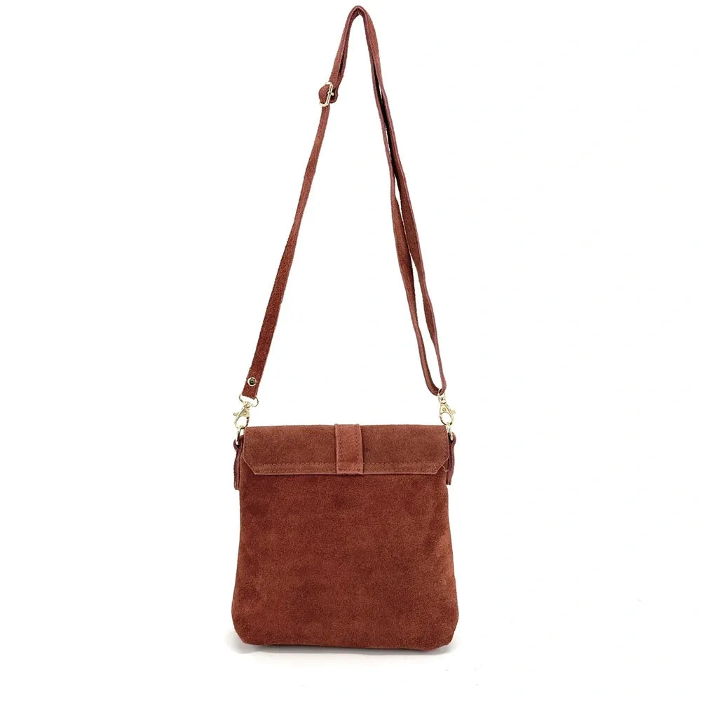 Sac besace en croûte de cuir KIONA Rouge brique