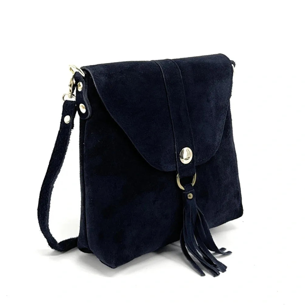 Sac besace en croûte de cuir KIONA Bleu marine