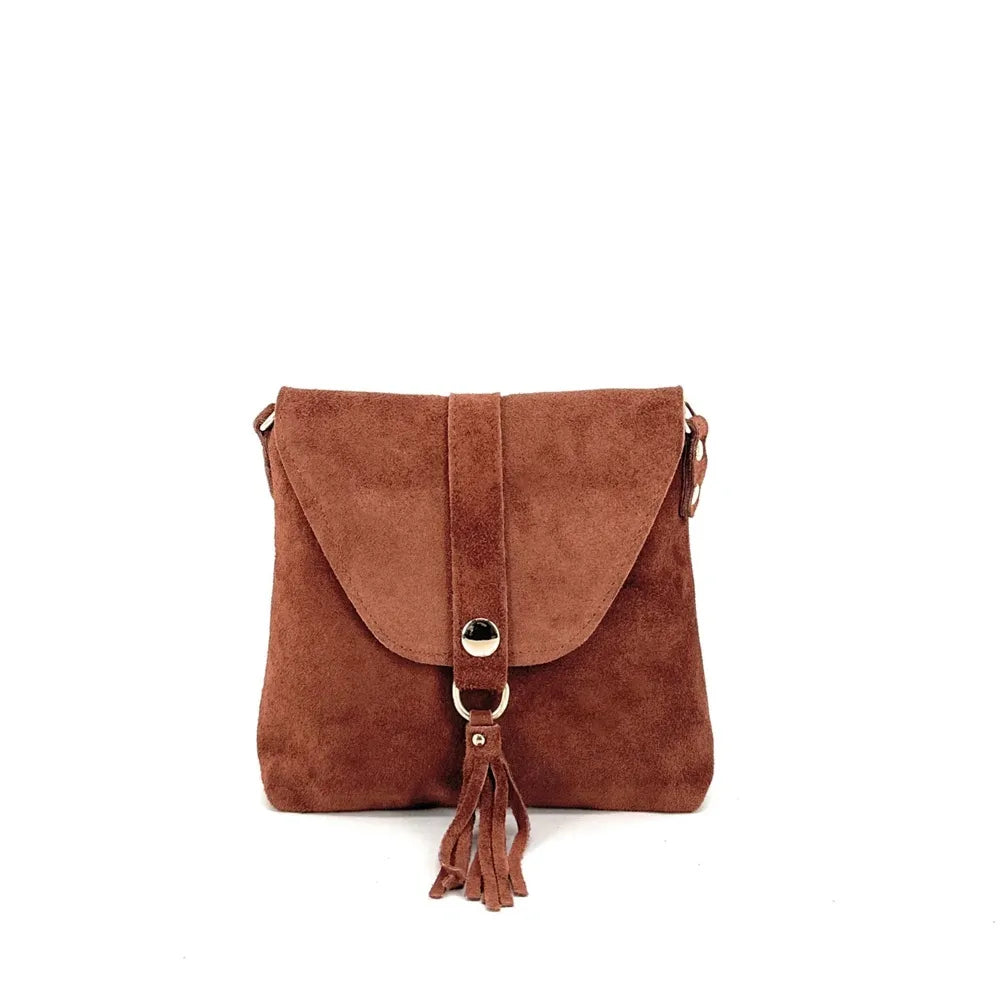 Sac besace en croûte de cuir KIONA Châtaigne