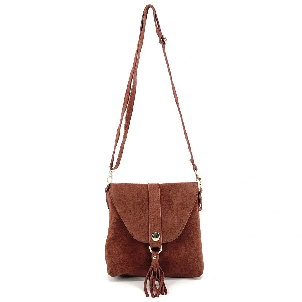 Sac besace en croûte de cuir KIONA Rouge brique