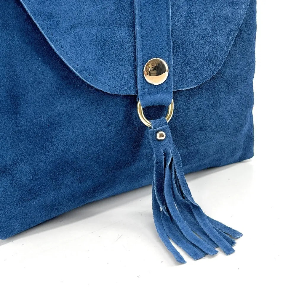 Sac besace en croûte de cuir KIONA Bleu