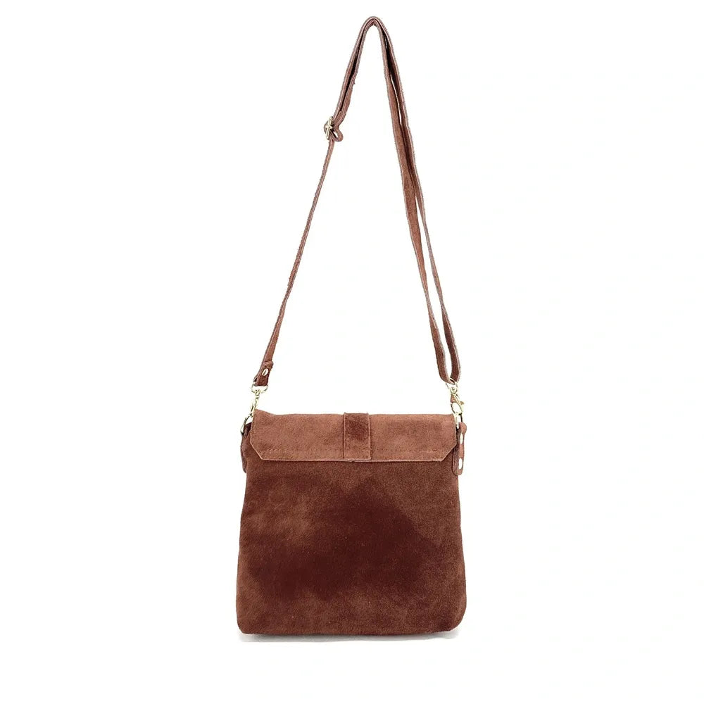 Sac besace en croûte de cuir KIONA Châtaigne