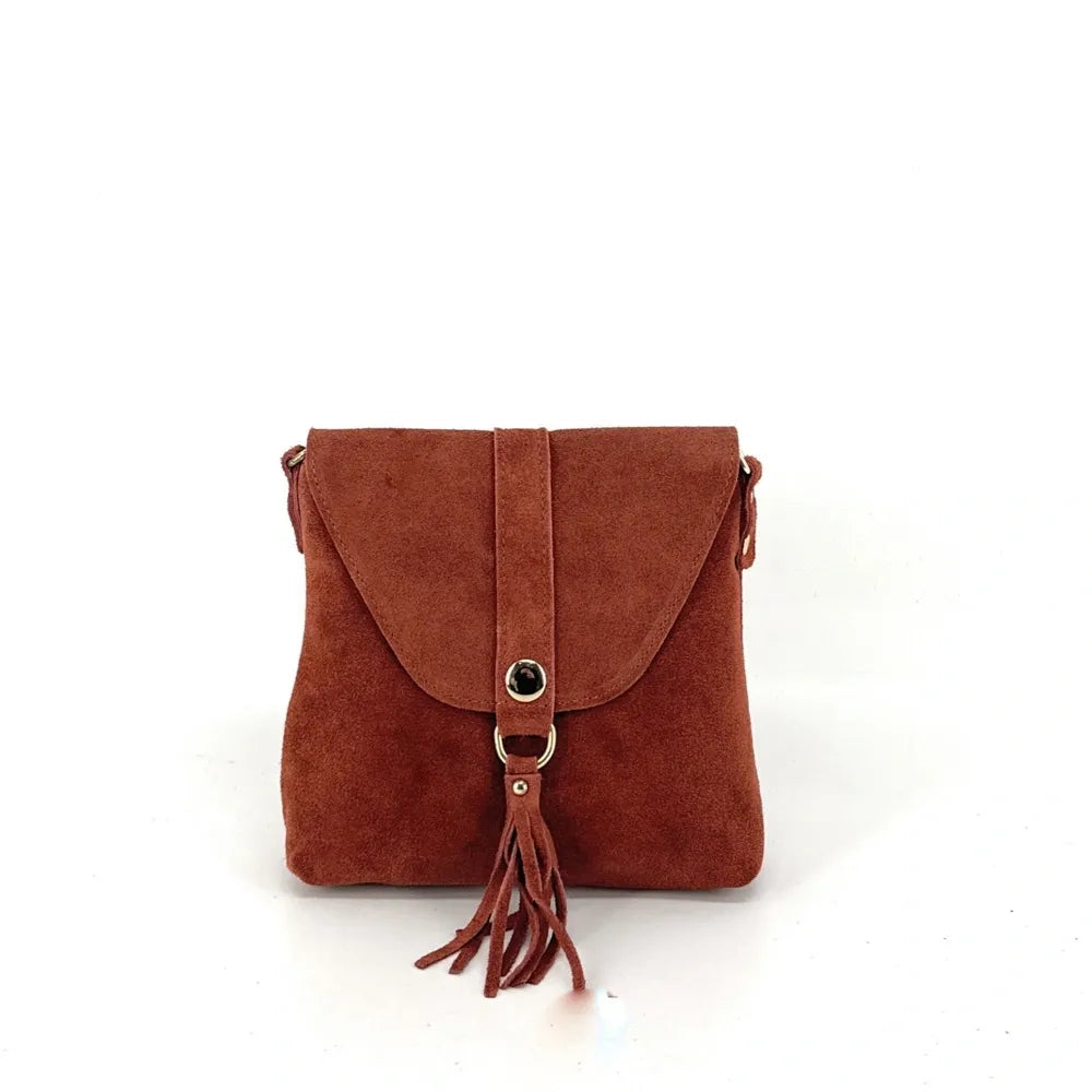 Sac besace en croûte de cuir KIONA Rouge brique