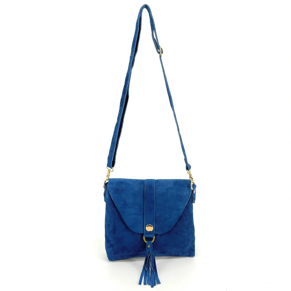 Sac besace en croûte de cuir KIONA Bleu