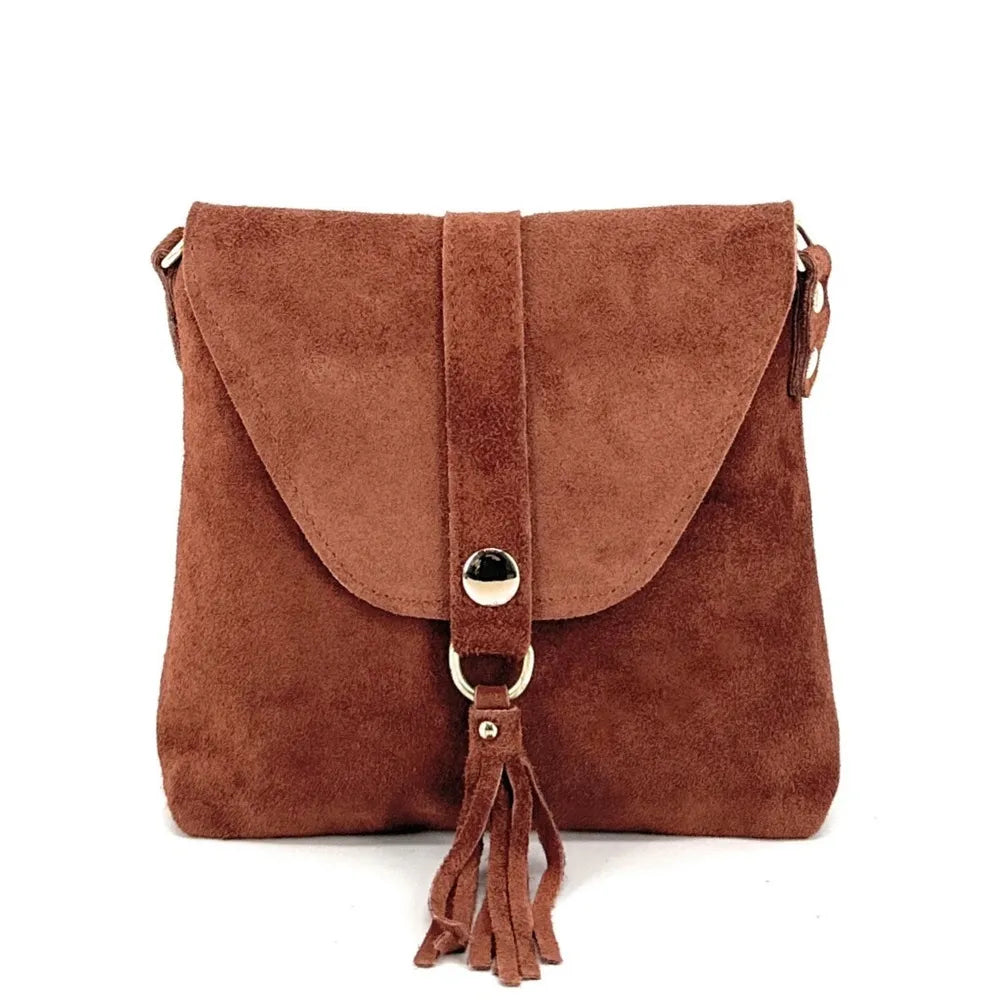 Sac besace en croûte de cuir KIONA Châtaigne