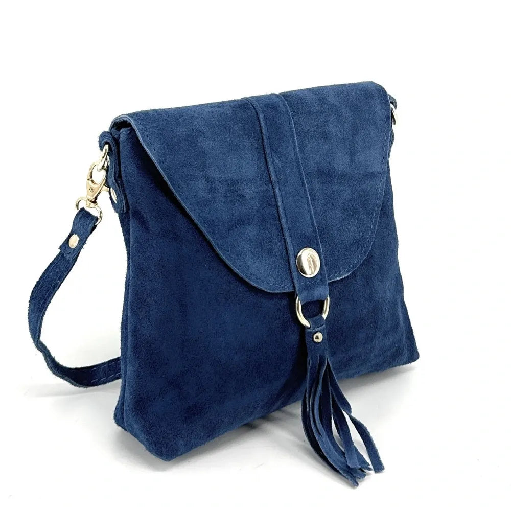 Sac besace en croûte de cuir KIONA Bleu