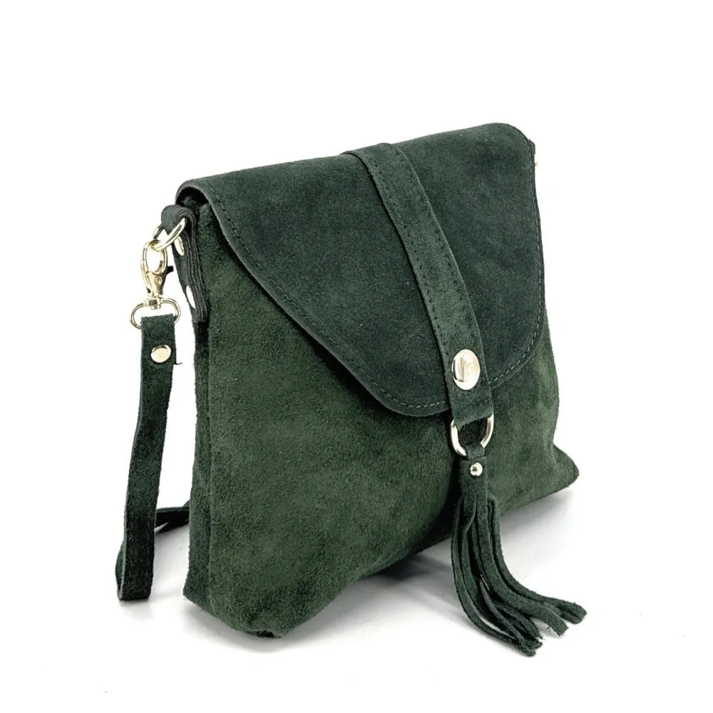 Sac besace en croûte de cuir KIONA Vert forêt