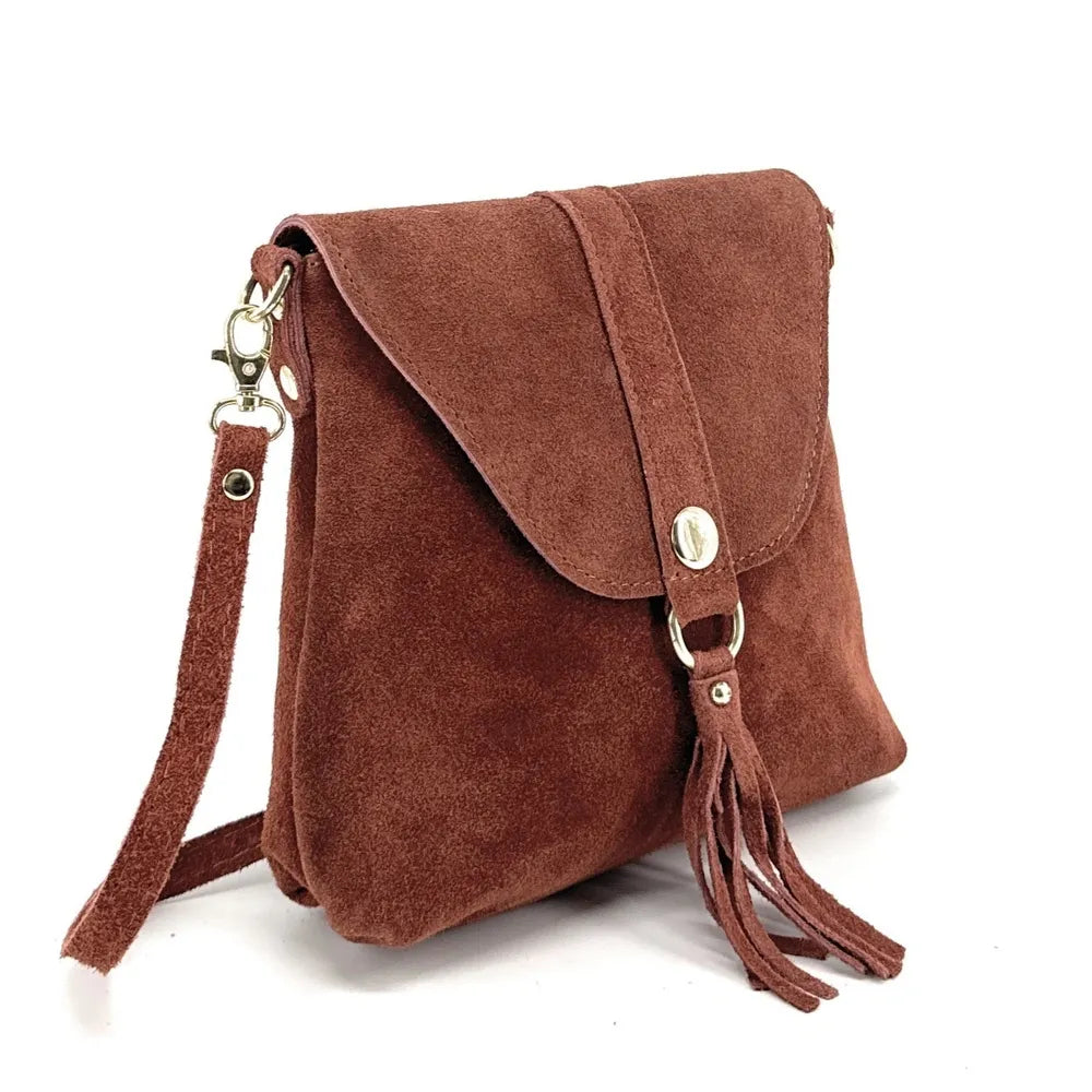 Sac besace en croûte de cuir KIONA Rouge brique