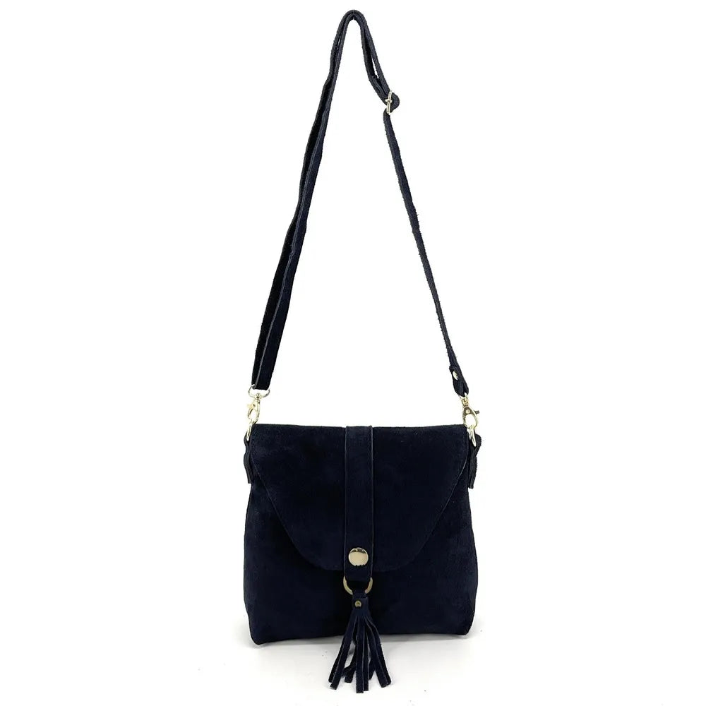 Sac besace en croûte de cuir KIONA Bleu marine