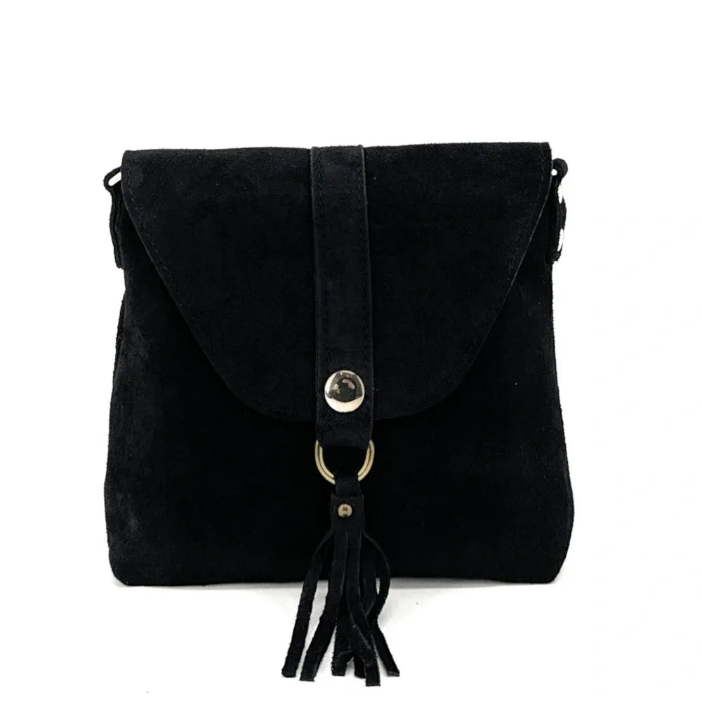 Sac besace en croûte de cuir KIONA Noir