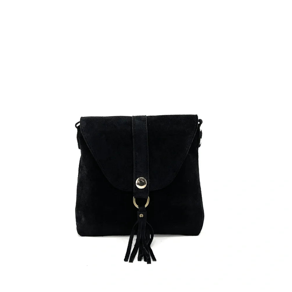 Sac besace en croûte de cuir KIONA Noir