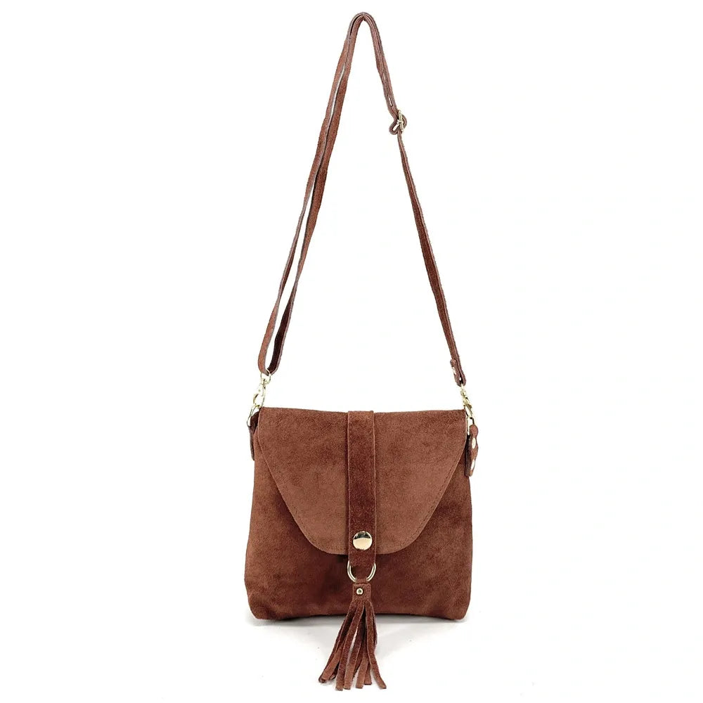 Sac besace en croûte de cuir KIONA Châtaigne
