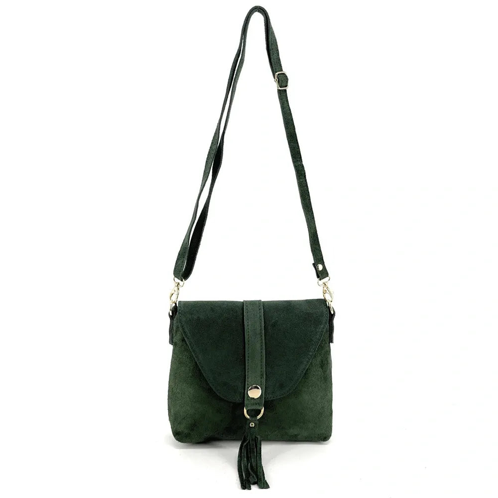 Sac besace en croûte de cuir KIONA Vert forêt