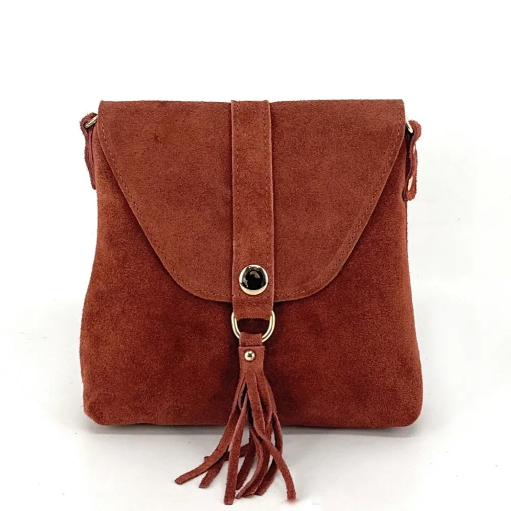 Sac besace en croûte de cuir KIONA Rouge brique
