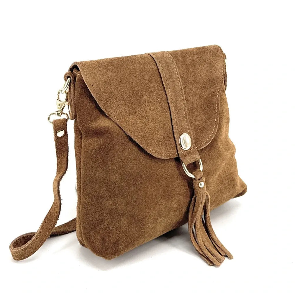 Sac besace en croûte de cuir KIONA Camel